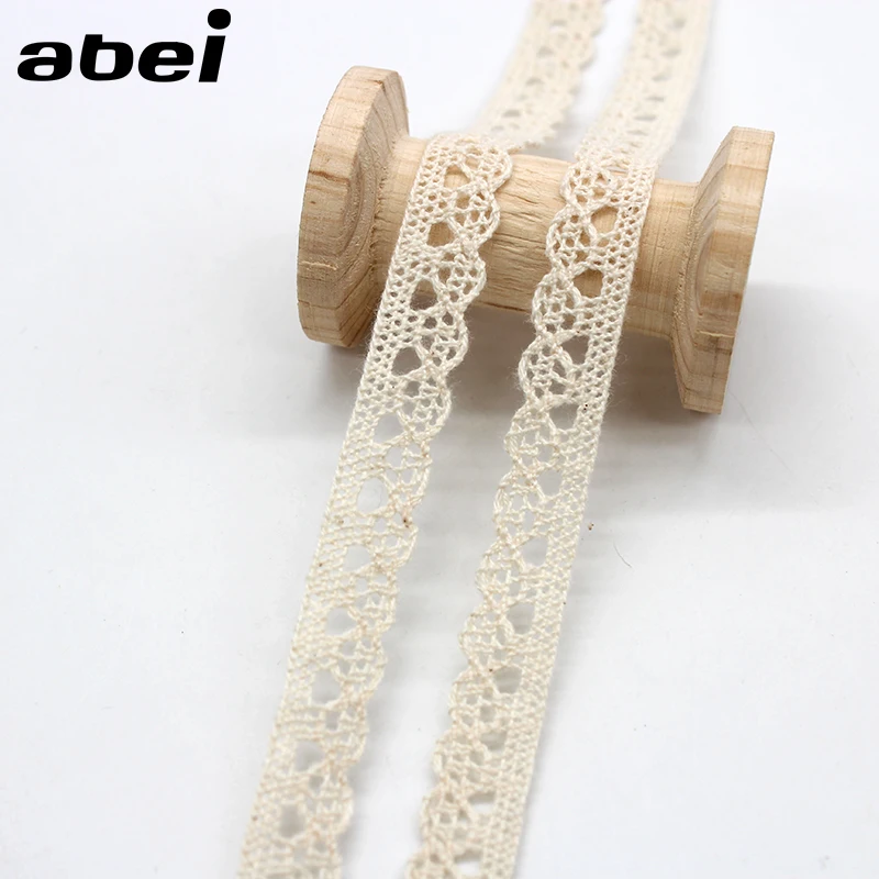 10yards/Lot 9mm Knitting Embroidered Beige Lace Cotton Ribbon Sewing Craft DIY Handmade Patchwork Child Colth Wedding Trim