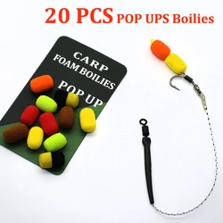 20PCS Cylinder Carp Fishing Bait Foam Boilie Pop Ups Hook Fish Baits Lure 8mm Zig Rig Foam Brown Red Terminal Tackle