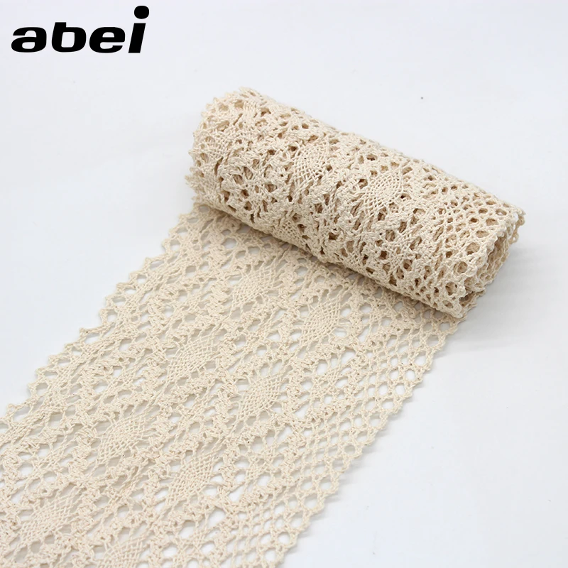 

13cm wide 1Yard Handmade Patchwork Cotton Material Cotton Lace Ribbon Beige Color Cotton Lace Trimming Hometexile Decors