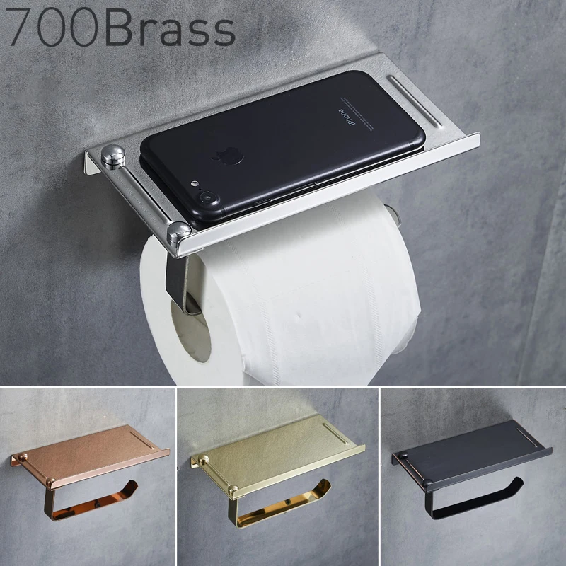 

Toilet Paper Holder Stainless Steel Tissue Paper Roll Towel Holder RUSTPROOF Brushed Finish, with Mobile Phone Storage Shelf