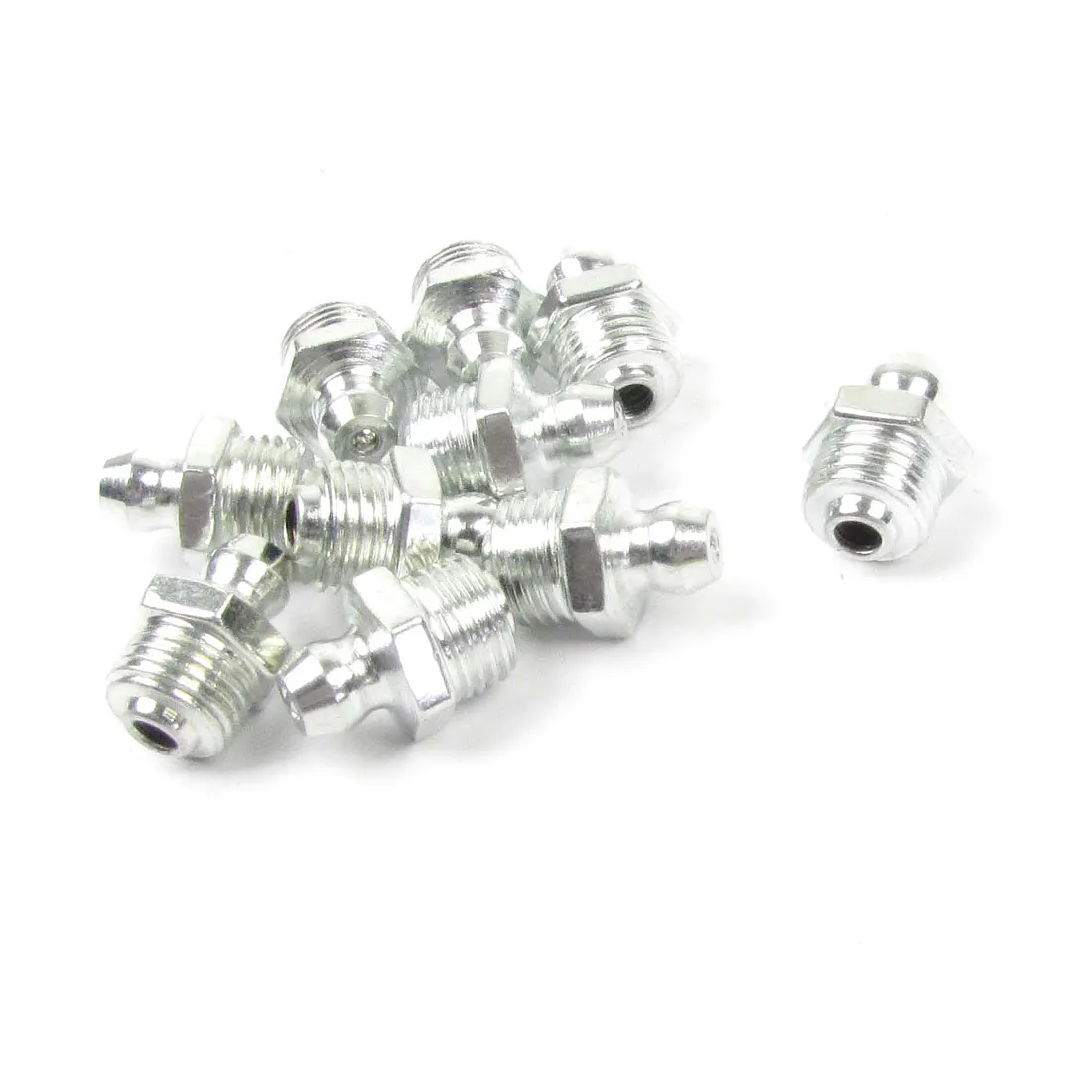 X Autohaux Metal 10Mm X 1Mm Male Thread Grease Nipple Component Nozzle Straight 10 Pcs