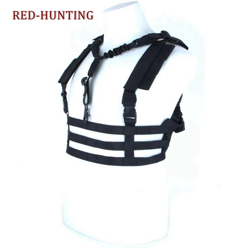 Military Army Hunting Airsoft Vest Profile Ammo Chest Rig Removable Tactical Vest MOLLE System Low Profile Chest Rig  Vest