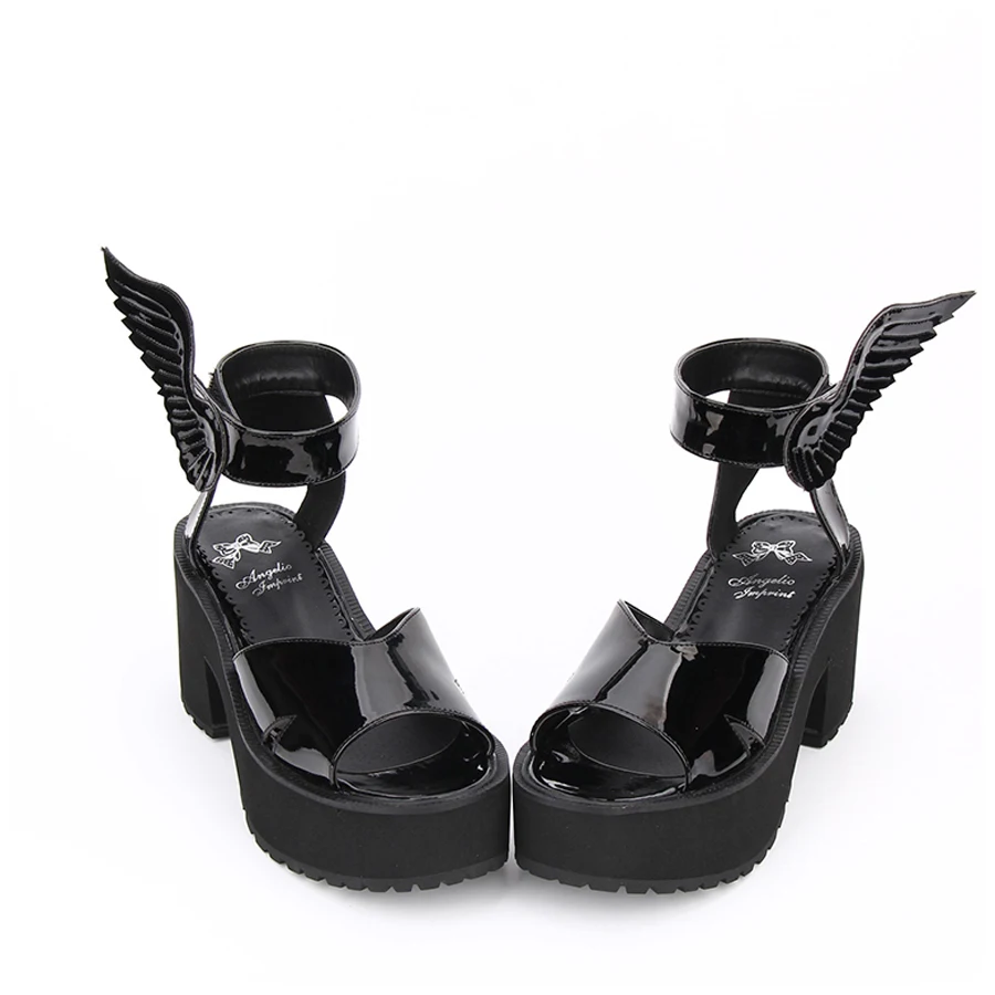 

New Summer Fashion Women Gothic Platform Sandal Anime Wings Punk Female Halloween Lolita Cosplay Shoes Muffin Sandals Plus Size