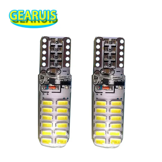 100pcs T10 Silicone Strobe Flash Shine 24smd 3014 LED 194 168 W5W Car Auto led DRL License Plate Wedge Light Bulb Lamp White 12V