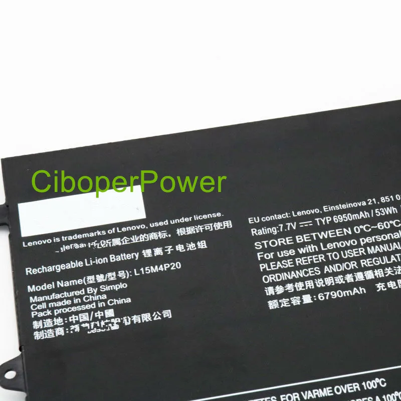 Original quality 7.7V 53Wh 6950mAh L15M4P20 Battery for 900S-12ISK 4S Series