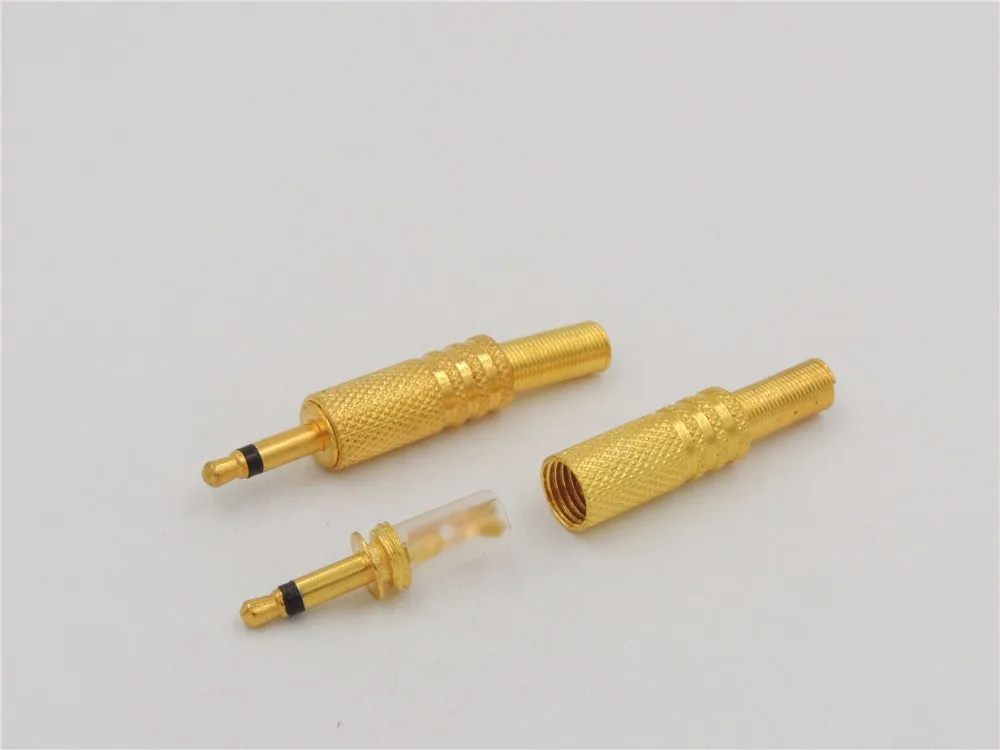 Gold 1/8 3.5mm MONO Male Plug Audio Connector DIY Soldering Spring Adapter