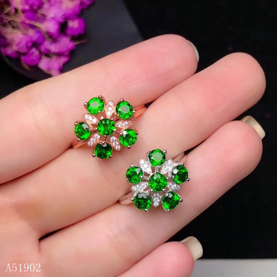 

KJJEAXCMY boutique jewelry 925 sterling silver inlaid natural diopside gemstone ring new female models support detection