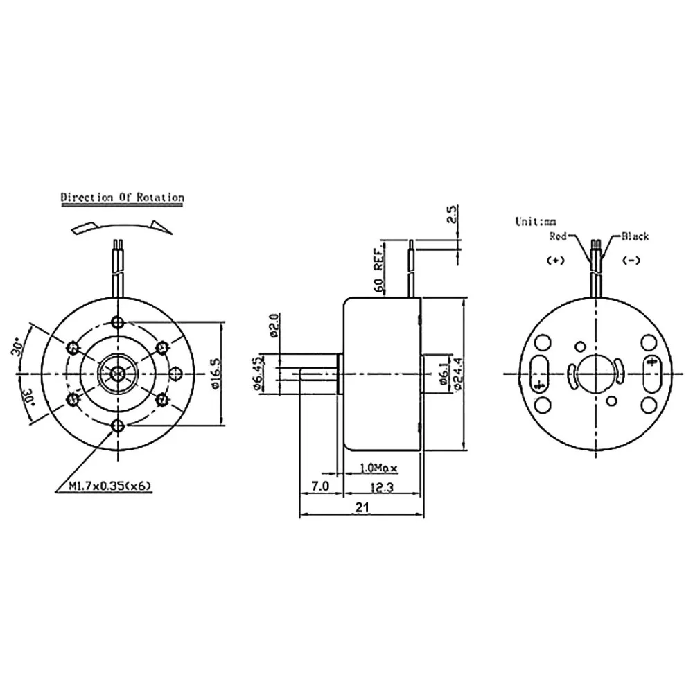 Prohex 2 Pcs DC 5 V Motor RC300-FT-08800 6000 Rpm Motor Mikro untuk Cd Dvd Player 24*12 Mm DH