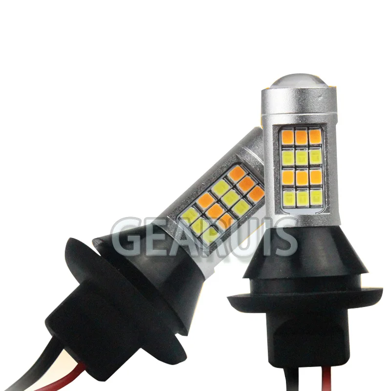 2pcs Car Switchback LED 1156 BAU15S T20 7440 BA15S 42 SMD 2835 lens White yellow amber Turn Signal Lights DRL Running Bulbs 12V