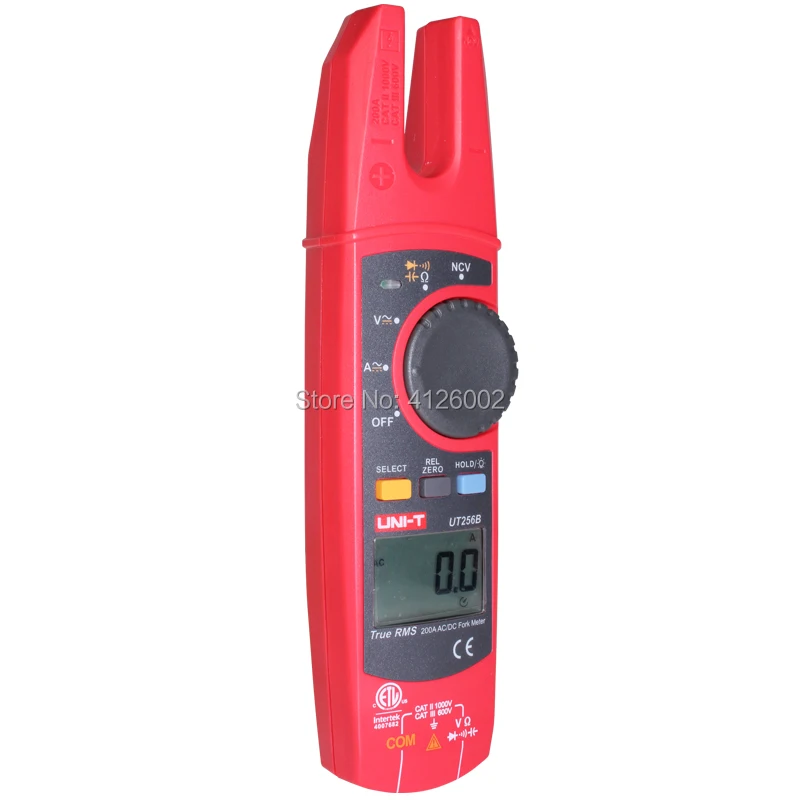 UNI-T UT256B 200A True RMS Fork Meter; AC/DC Ammeter, Resistance/Capacitance/NCV/Diode Test, LCD Backlight