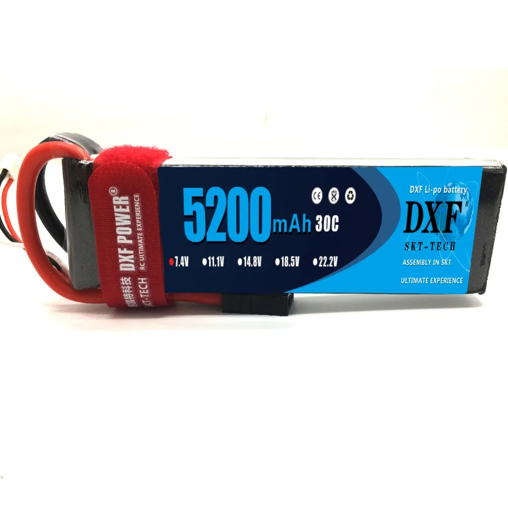 DXF-بطارية ليبو 2S 7.4V 5200MAH 30C AKKU Lipo 7.4V ، للطائرة بدون طيار والمروحية الرباعية التي يتم التحكم فيها عن طريق الراديو والقارب