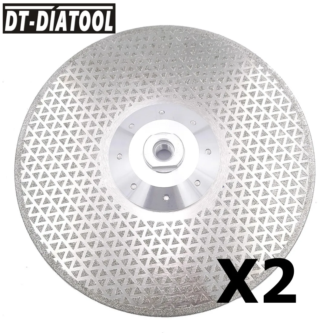 

DT-DIATOOL 2pcs 9"/230mm Electroplated Diamond Cutting Saw Blade Grinding Disc Double Sides M14 Flange for Cutting Marble Tile