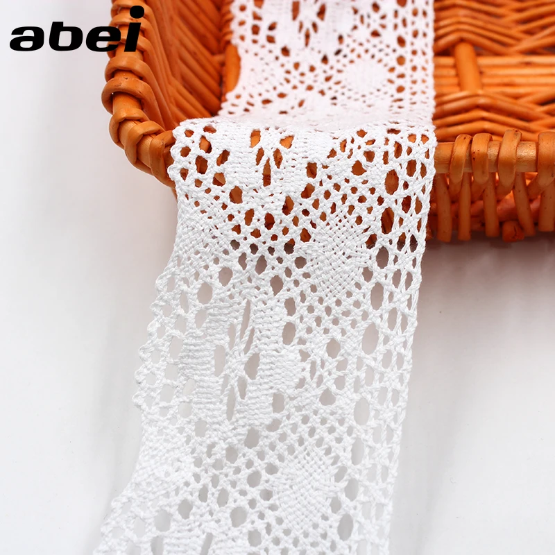 2yards/lot 7.5cm wide Cotton Embroidered Lace Trims White Cotton Lace Ribbon Tablecloth Sofa Sweater Wrapping Edge Home Decors