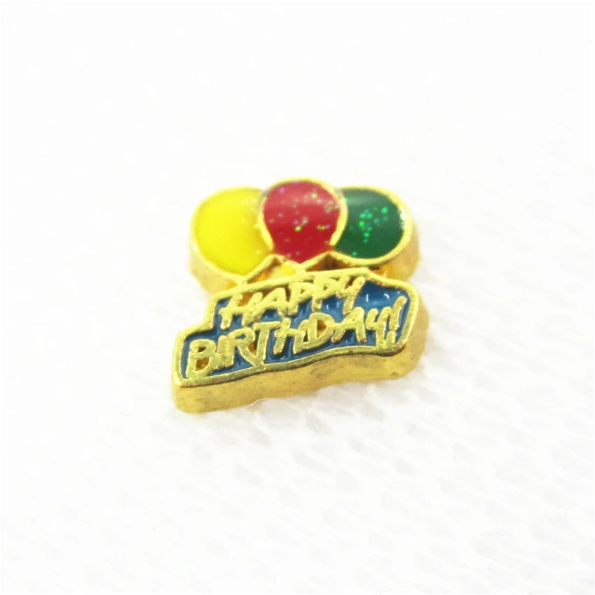 Hot Selling 20pcs/lot Happy Birthday Floating Charms Living Glass Memory Lockets Floating Charms DIY Jewelry Accessory