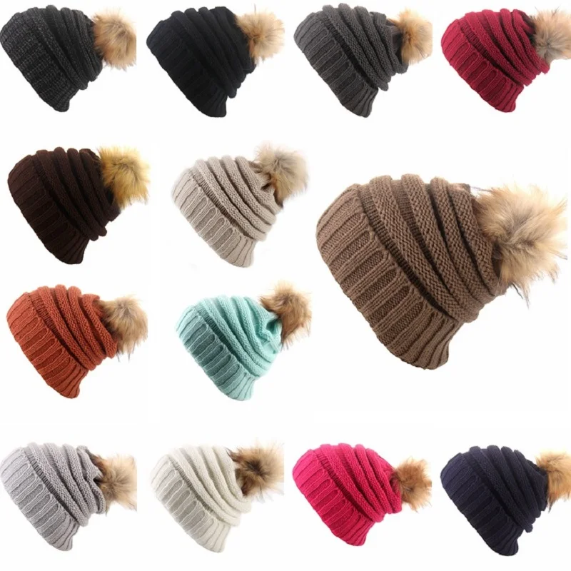 2019 Korean Winter Women's Hat high quality brushed ball thickened wool hat outdoor knitted hat female winter hats