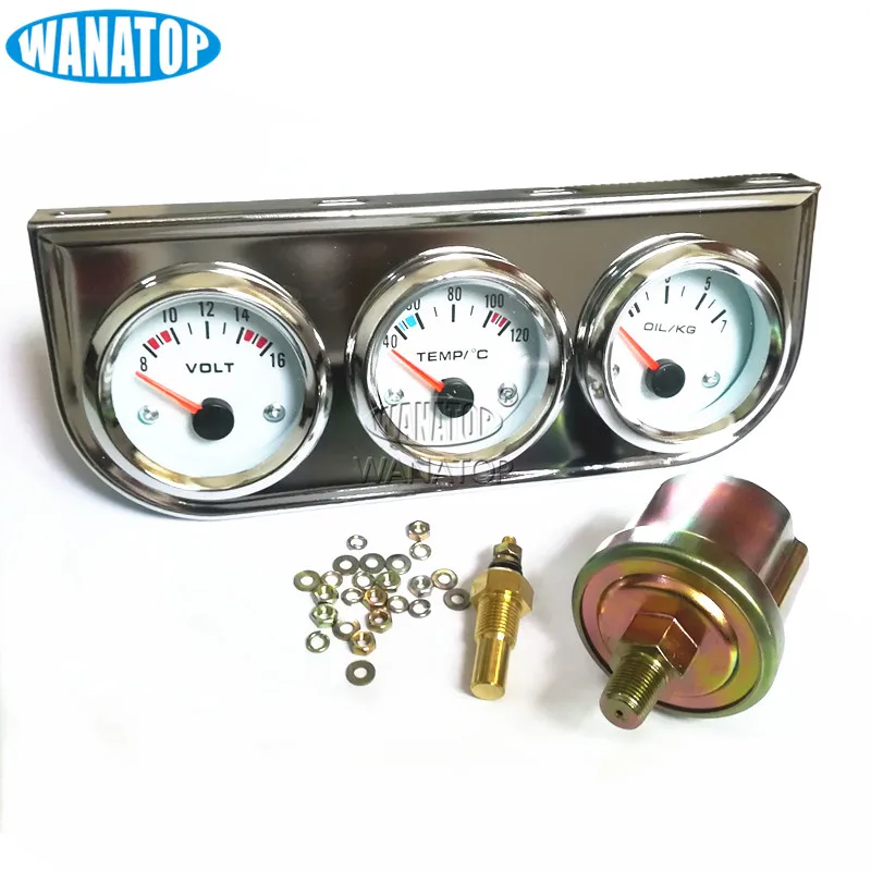 New AW-C3 Triple Gauge Kit YC100895 Voltmeter Water Temp Gauge Oil Pressure Gauge For Cars Trucks Tractors and Marine Engines