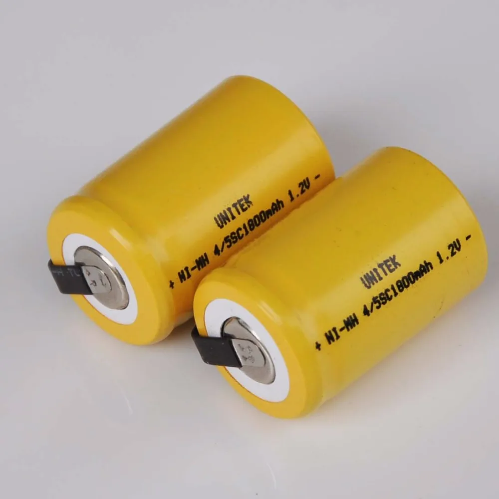 2-5PCS 1.2V 4/5SC rechargeable battery 1800mah 4/5 SC Sub C ni-mh nimh cell with welding tabs for electric drill screwdriver