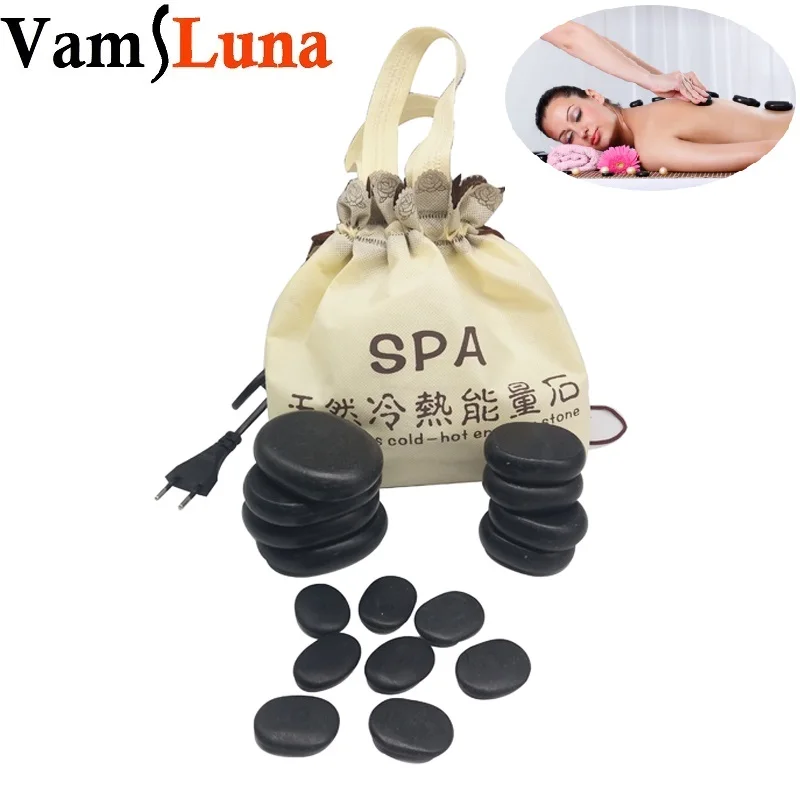 Portable Massager Basalt Hot Stone Set 16pcs Hot Rocks Stones Massage Kit with Heating Bag For Home Spa,Relaxing Health Care