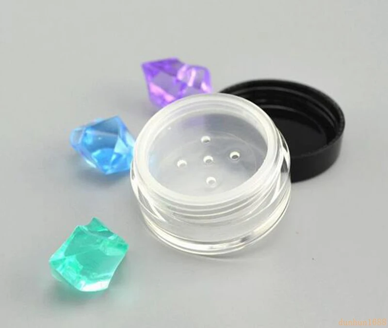 3g Cosmetic Sifter Mesh Jars Powder Capacity about 3g, Empty Box Jar Container Black Cap Lid Make-up Packing bottles#113