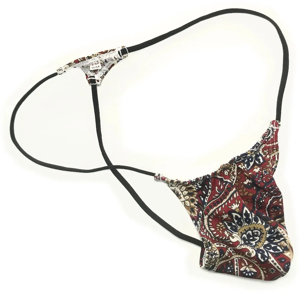 

G4504 Mens Small Contoured Pouch Triangle back Thong Paisley print