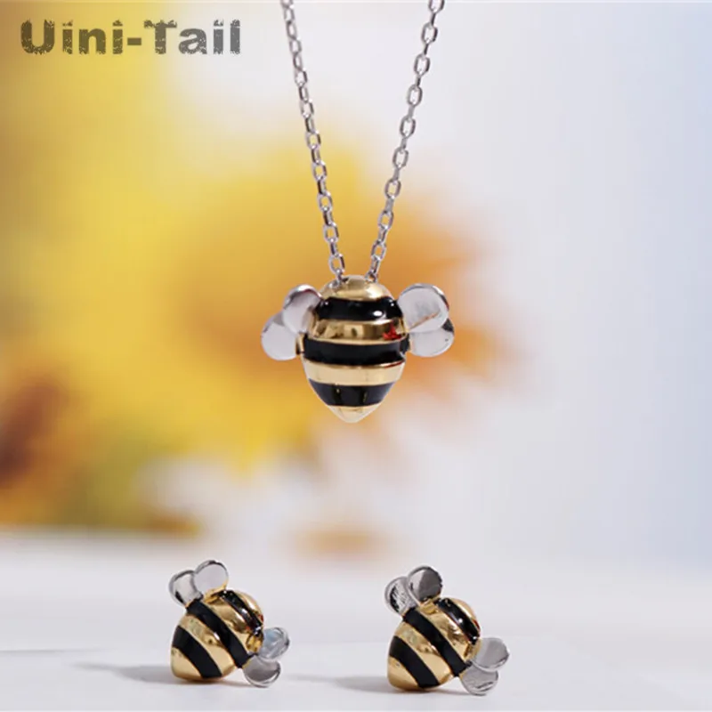 New 925 Tibetan silver Jewelry Wholesale Korean Fashion Cute Bee Exquisite Creative Female Personality Pendant Necklace ED001