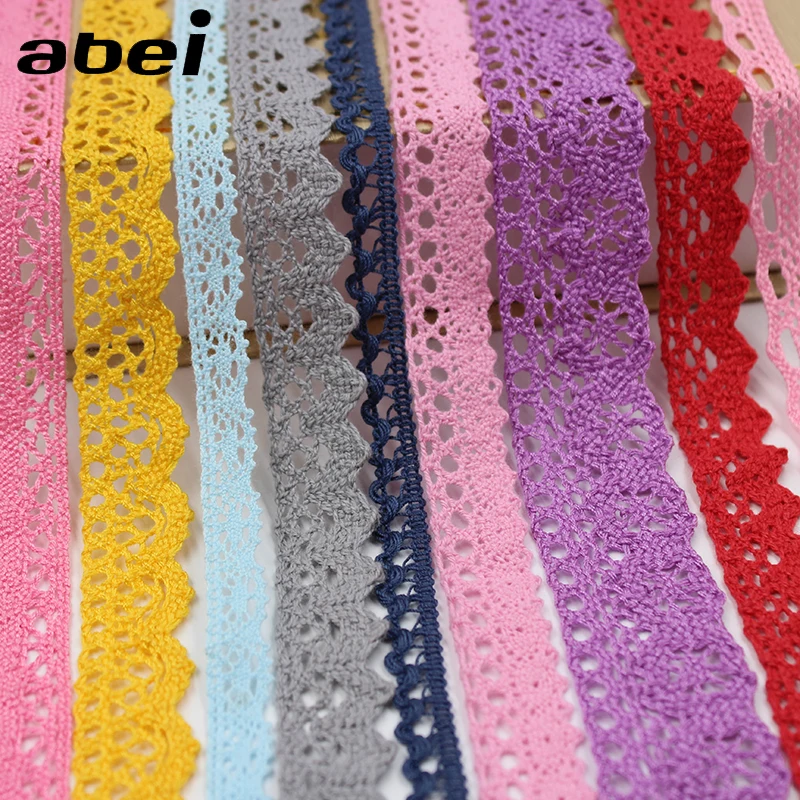 1-3cm 30yards/lot Random Mix Colors 100% Cotton Lace Ribbon Trims Hometexile Clothes Wrap Edge Fabric Handmade Wedding Craft