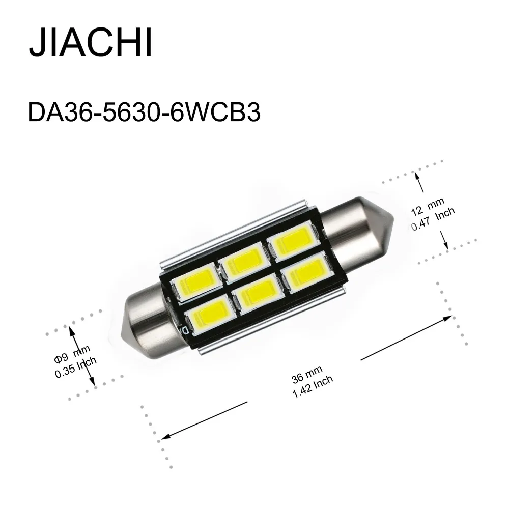 JIACHI 10PCS C5W C10W Led Canbus Festoon 36MM Bulb Car Styling Light 12V Auto Interior Doom Lamp 5630Chips 6SMD Cool White 240LM