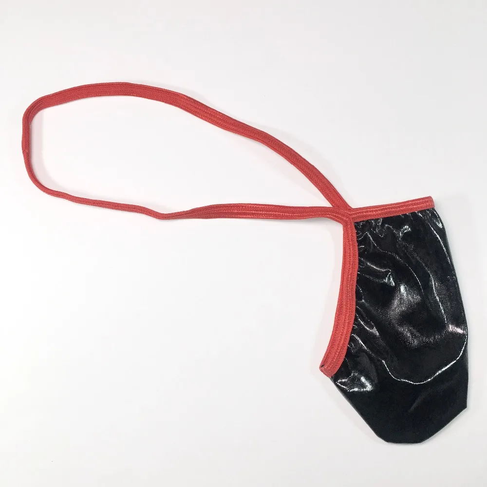 G524V Mens String Pouch Backless Thong Contoured Pouch PVC Black