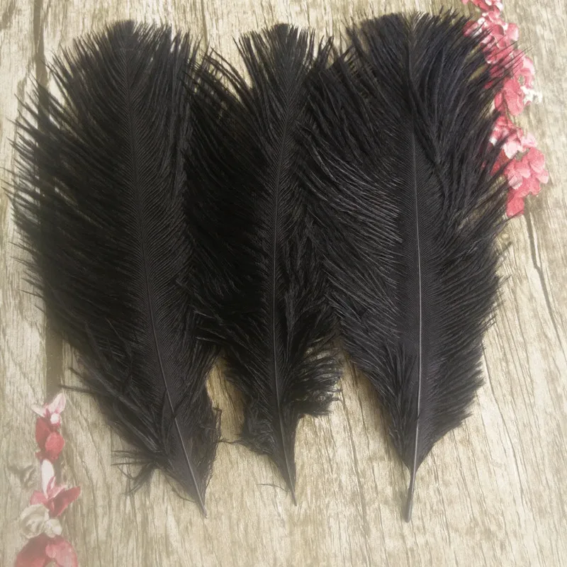 Gorgeous 10pcs High Quality 20-25cm/ 8-10inch black natural ostrich feathers DIY wedding party decoration