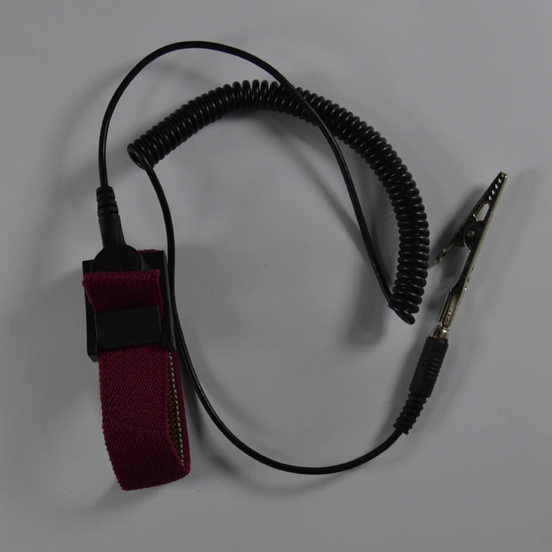 

PU Cordless wireless Clip Antistatic Wristband Esd Wrist strap Discharge cables for Electrician IC PLCC safery work gloves red