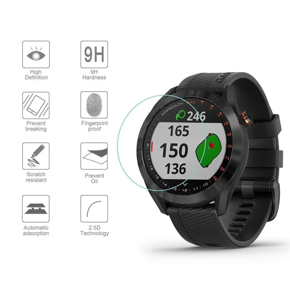 Garmin Approach S40 Watch 9H 2.5D HD 스크래치 방지 버블 프리 지문 방지 필름 화면 보호기 강화 유리 3 개