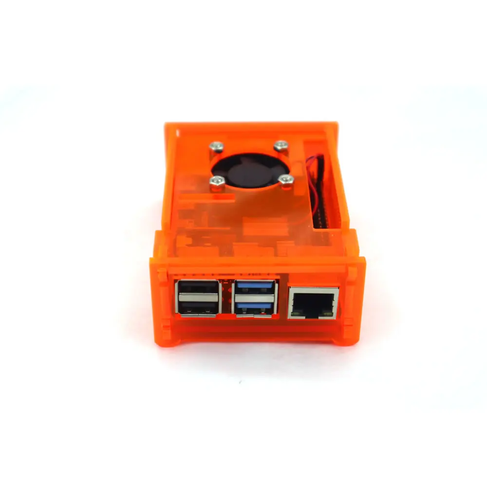 Arancione Acrilico Caso Box Box con Ventola di Raffreddamento per Raspberry Pi 4