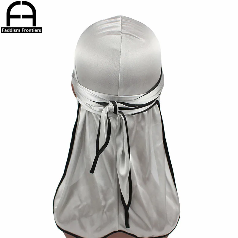 Neue Mode herren Satin Durags Biker Headwear Schädel Kappe Bandana Männer Seidige Durag Doo Lappen Turban Hut Stirnband Haar zubehör – Detail 10