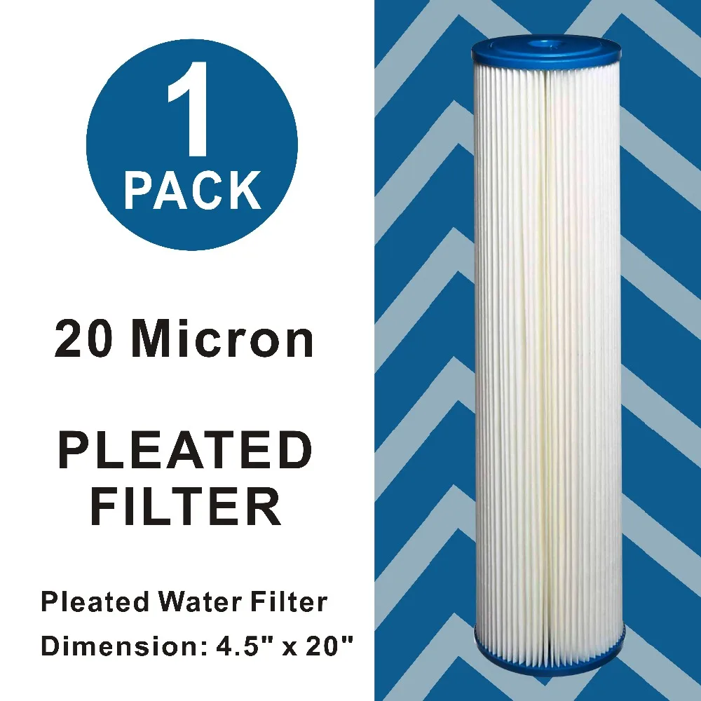 20 Micron - High Flow Whole House Sediment Pleated Filter Cartridge, Washable 20\