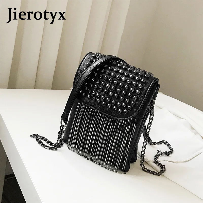 JIEROTYX Fringed with Diamonds Women\'s Bag Messenger Bags Designer Fashion Chain Female Shoulder Bag High Quality Wholesale