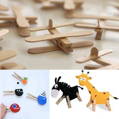 50 Stück Holzklammern in verschiedenen Größen, dekorative Fotoklammern, Wäscheklammer, handgefertigt, Kunsthandwerk, Dekoration, Heringe, Zuhause, Büro, Schule, DIY-Spielzeug – Detail 2