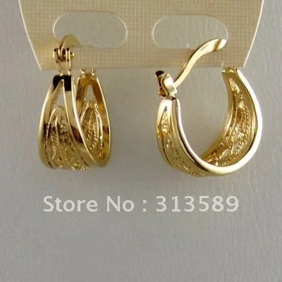 CUTE YELLOW GOLD PLATED OVERLAY FILLED BRASS HOOP 0.55