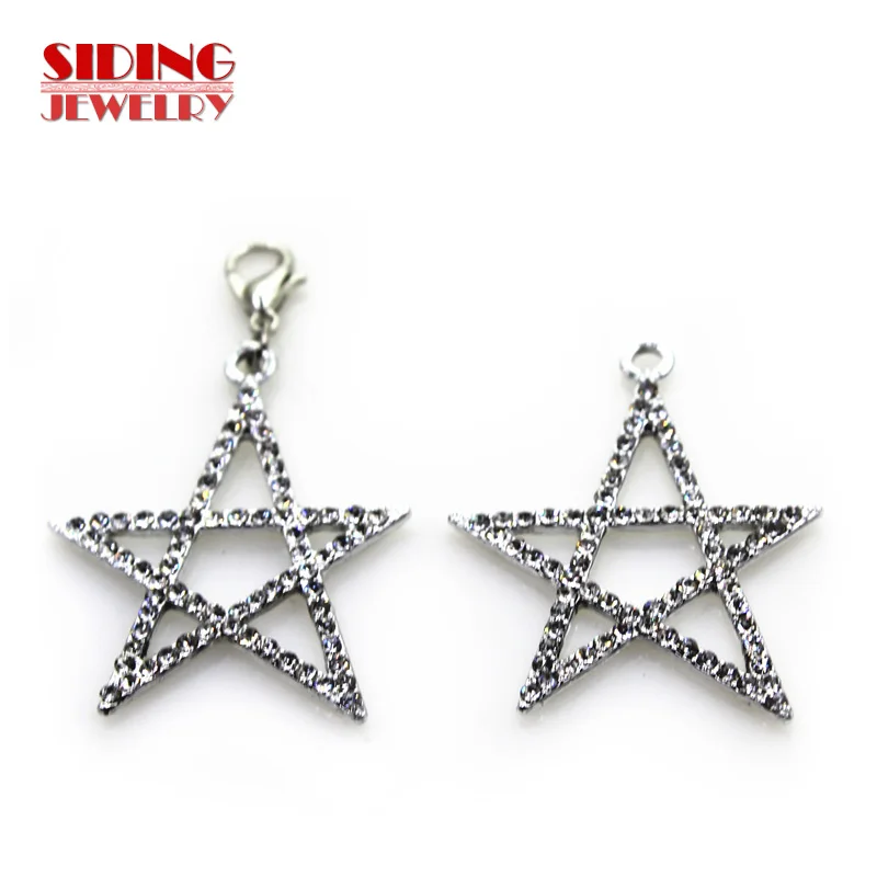 2018 New 20pcs/lot Five Pointed Star Dangle Charms Lobster Clasp DIY Bracelet Necklace Pendants Jewelry Hanging Charms