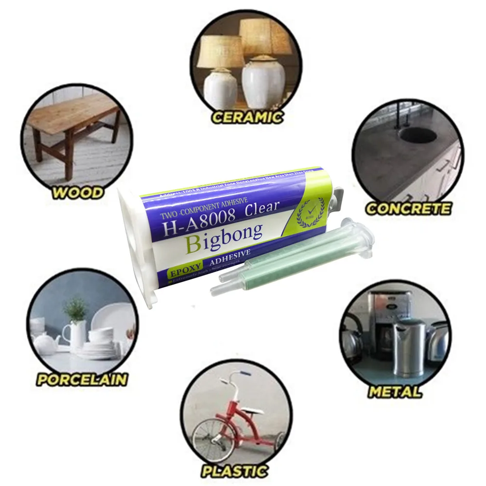 Kautschuk-Epoxidharz-Strukturklebstoffe 50ml 1:1 Transparente AB-Klebstoffe 5 Minuten Klare Starke Epoxidharze & 2 Stück statische Mischdüsen – Detail 3