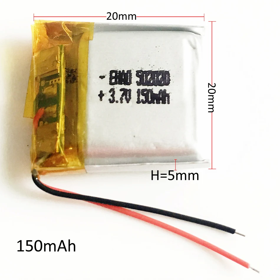 10 PCS 502020 3.7V 150mAh Lithium Polymer LiPo Rechargeable Battery For Mp3 GPS Electronic Part Smart Watch Bluetooth