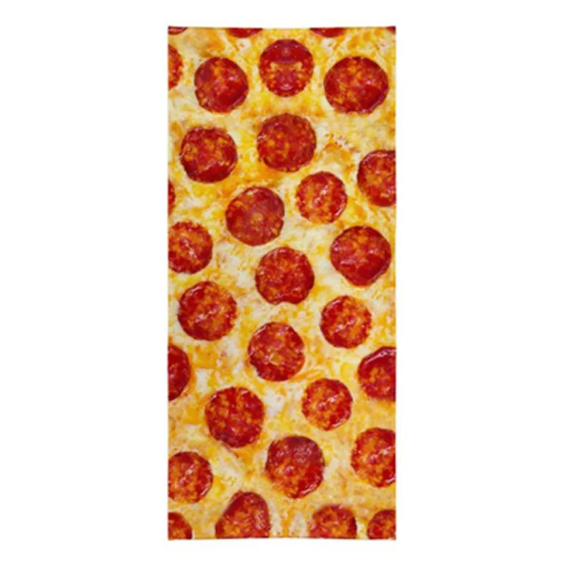 Funny Pepperoni Pizza Allover Kitchen Beach Towel Joke Lightweight Sports Swimming Pool Towels for Bathroom Junk Food Gift Humor