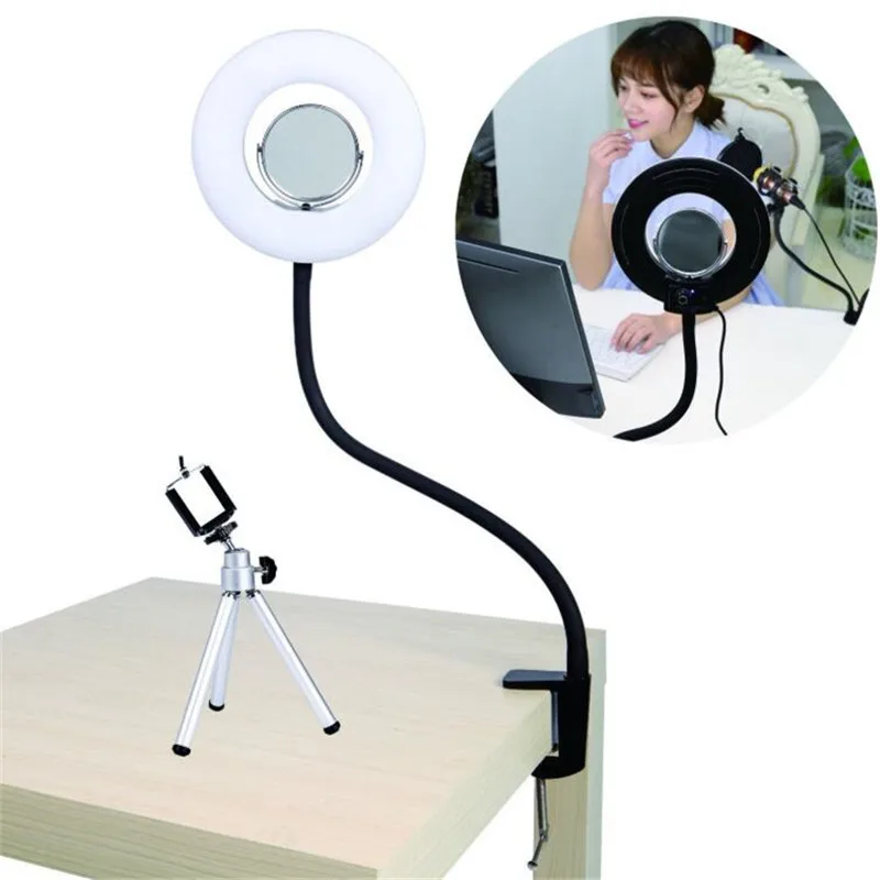 

5500K 24W 8'' 120 PCS Dimmable Led Video Camera & Photo selfie Ring Light For Makeup With Mirror Tabletop Studio Light kit