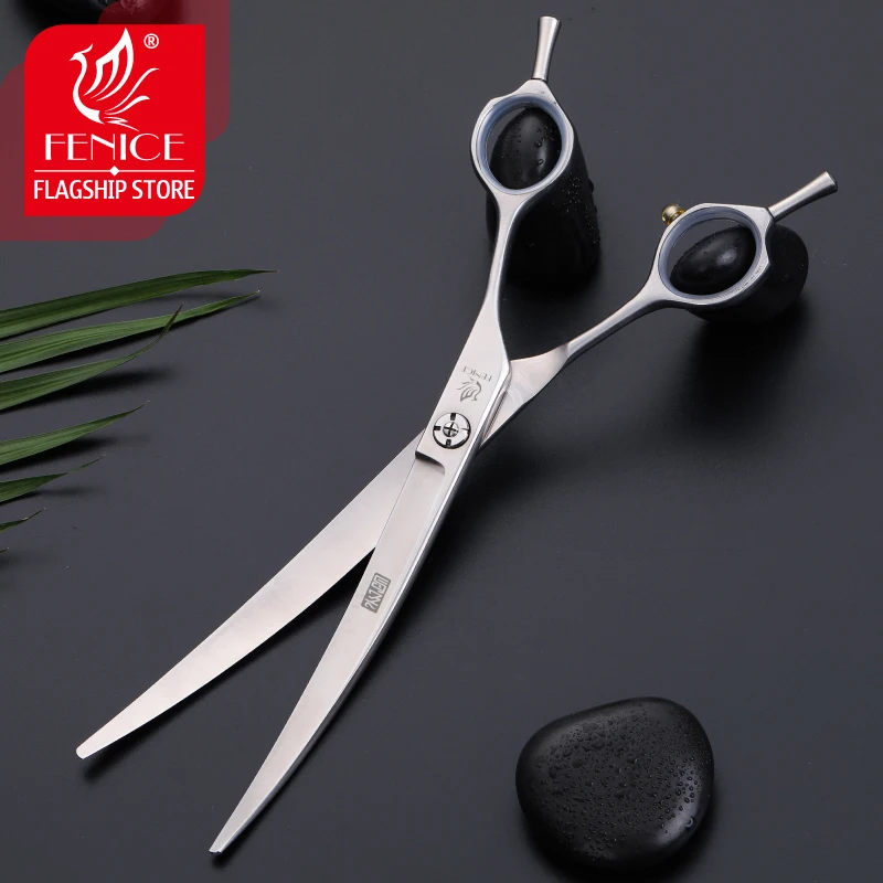 Fenice 7.5 inch Professional Curved Dogs Grooming Scissors Pets Hair Cuttings Shears Japan 440c Stainless Steel