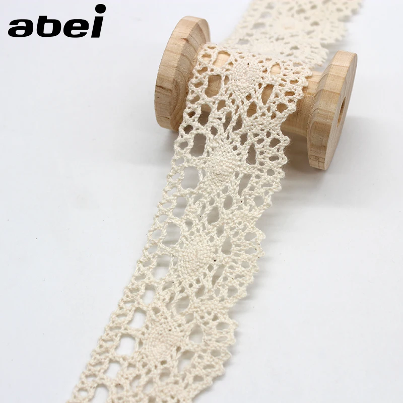 5yards/lot 4cm Hollow Beige Cotton Lace Trims Dress Sweater Clothes Edge Embellishment DIY Patchwork Handmade Sewing Craft