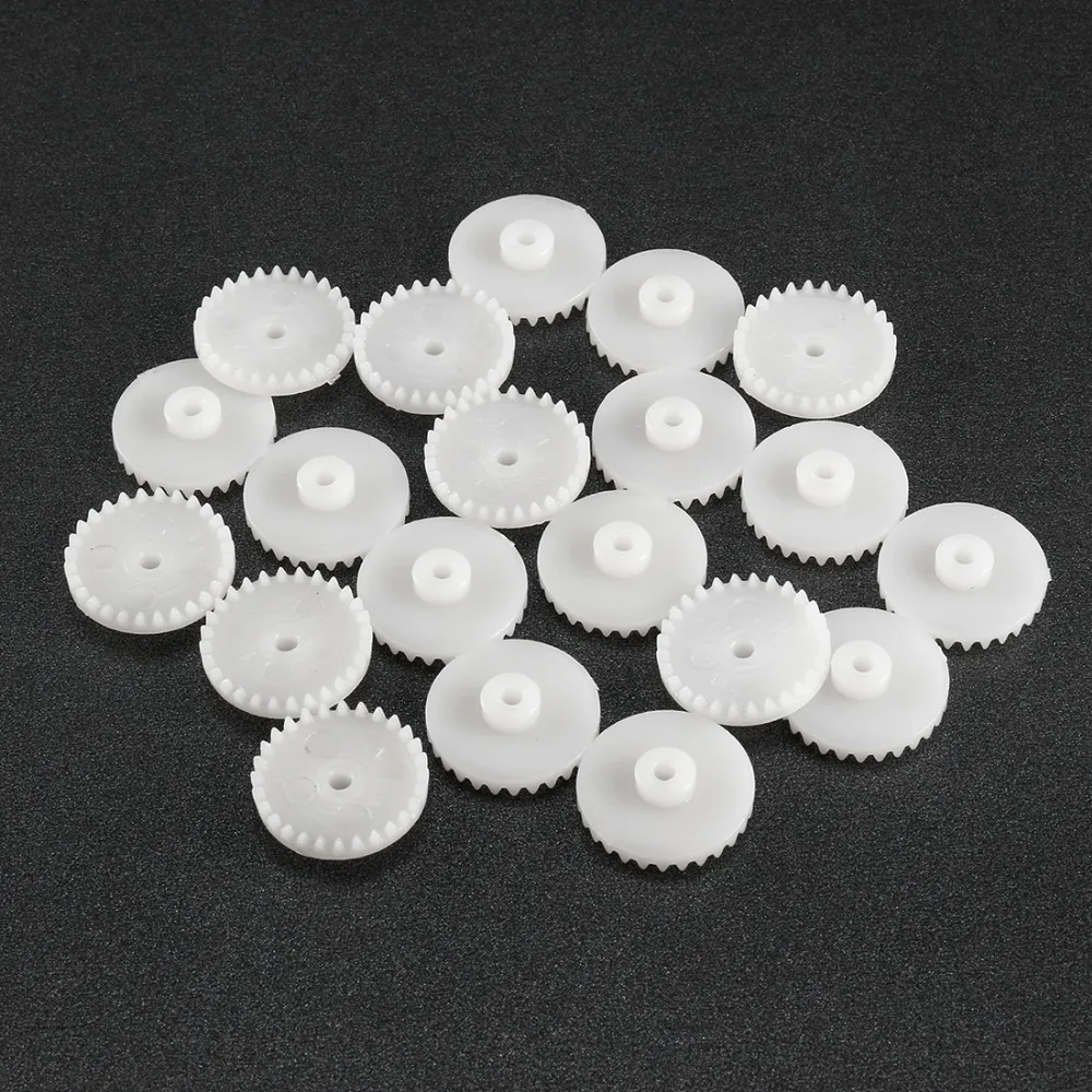 Uxcell 20Pcs C202/C282/C322A 2mm Hole Diameter White Plastic Gear Toy Accessories with 20/28/32 Teeth for DIY Car Robot Motor