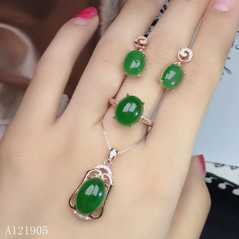 

KJJEAXCMY boutique jewelry 925 sterling silver inlaid natural jasper gemstone female luxury ring necklace pendant earrings set s