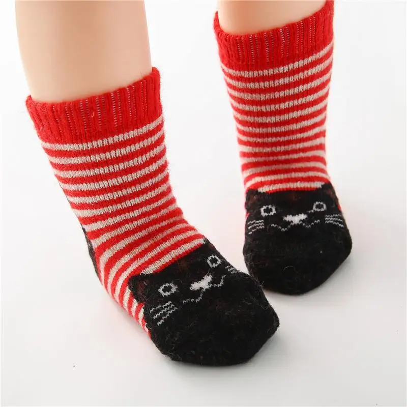 Winter Kids Socks Cotton Children Animal Socks Set Cat Cute Thick Wool Socks Lot Stripe Funny Short Baby Boys Girls Warm Soft