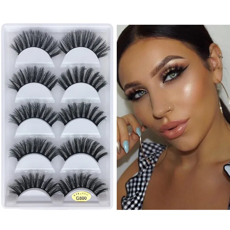 5 คู่/กล่อง 3d Mink lashes หนา 100% real mink ขนตาปลอมธรรมชาติสำหรับความงามแต่งหน้า Extension ขนตาปลอม false lashes