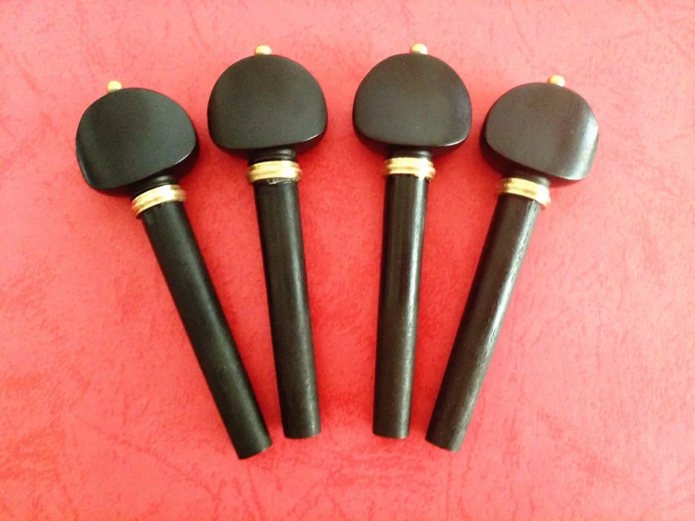 4pcs high quality 4/4 Violin Pegs ebony Violin Tuning Pegs inlaid copper ring violin parts