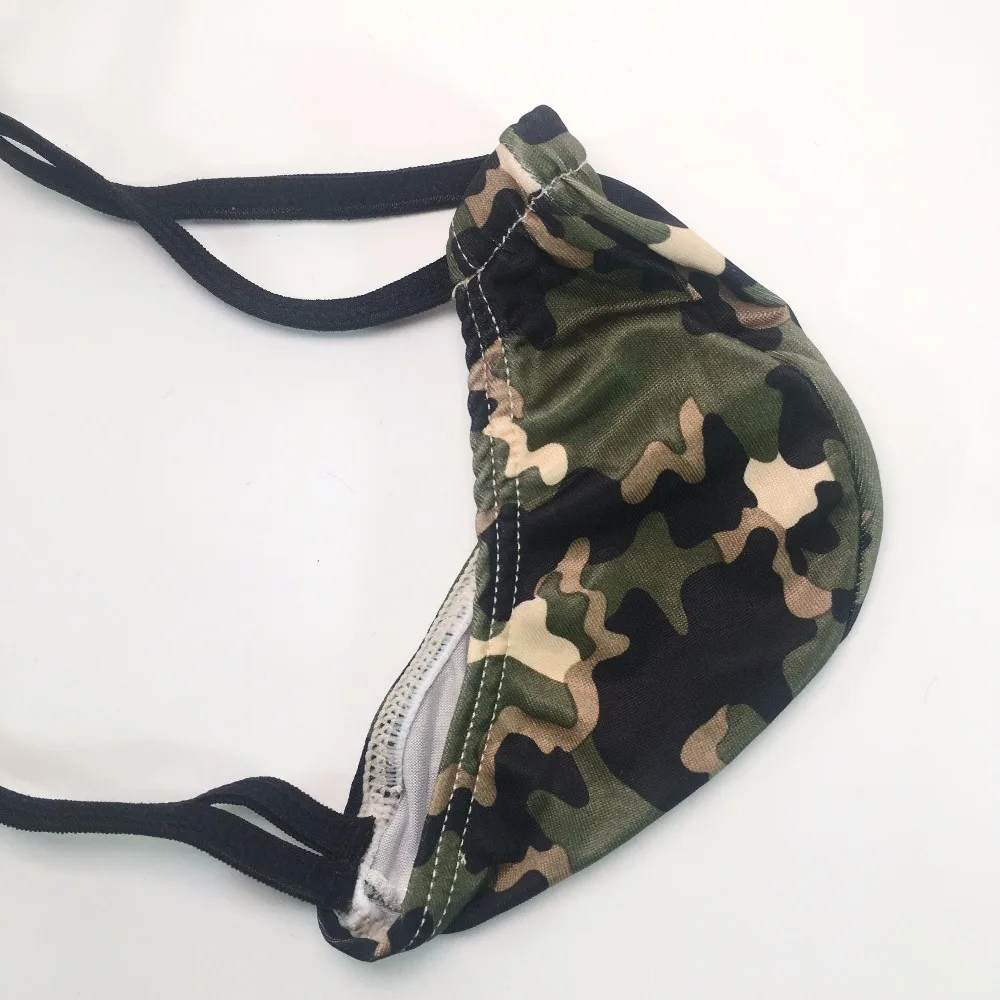 G2834 Mens Sexy Mini String Pouch Thong Printed Camo Camouflage